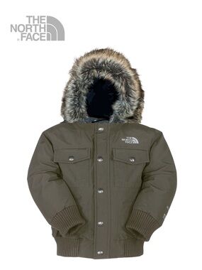 THE NORTH FACE Youth Boys B Gotham Goose Down Gray Faux Fur Trimmed Jacket - 7/8